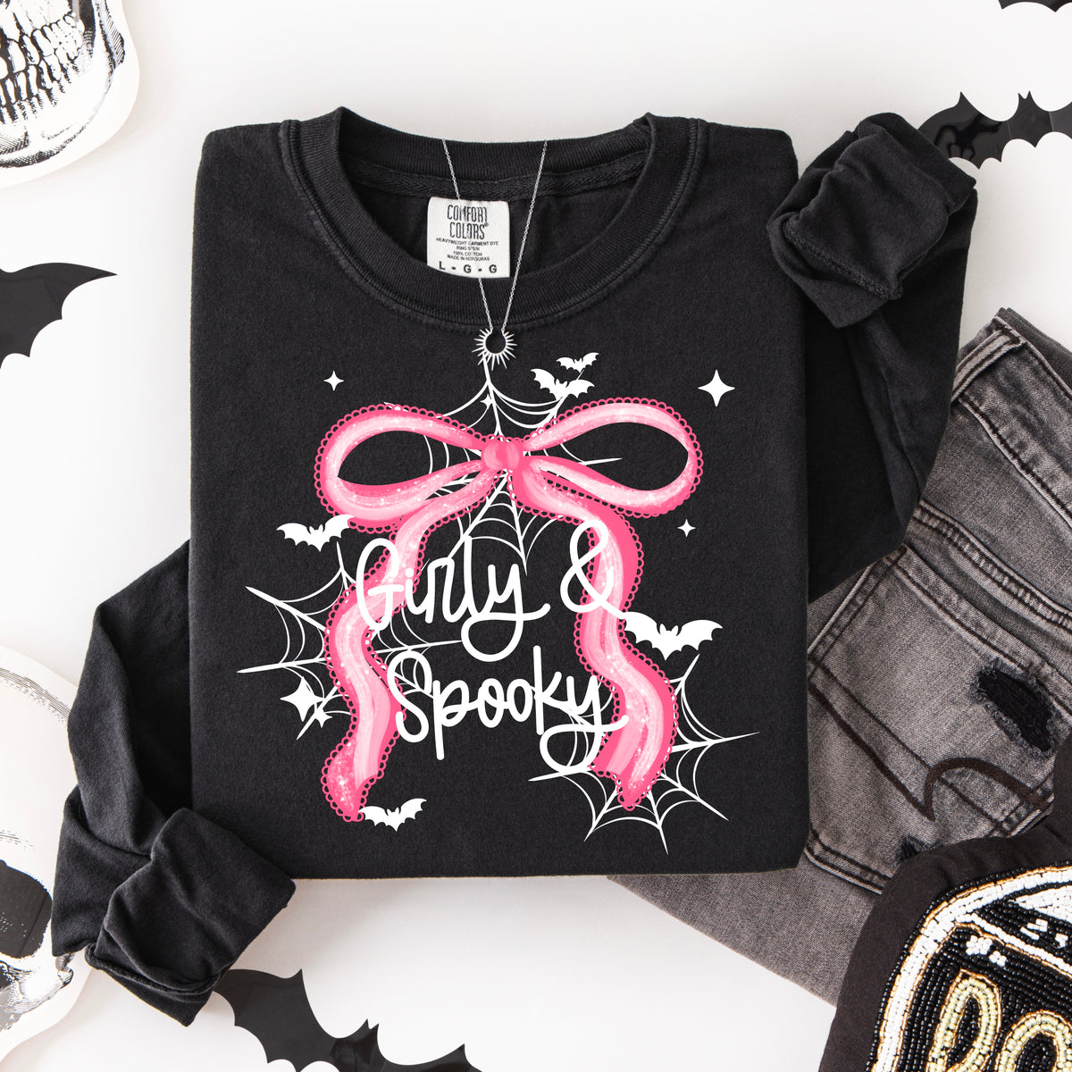 Girly and spooky bow white (CSC) DTF Transfer