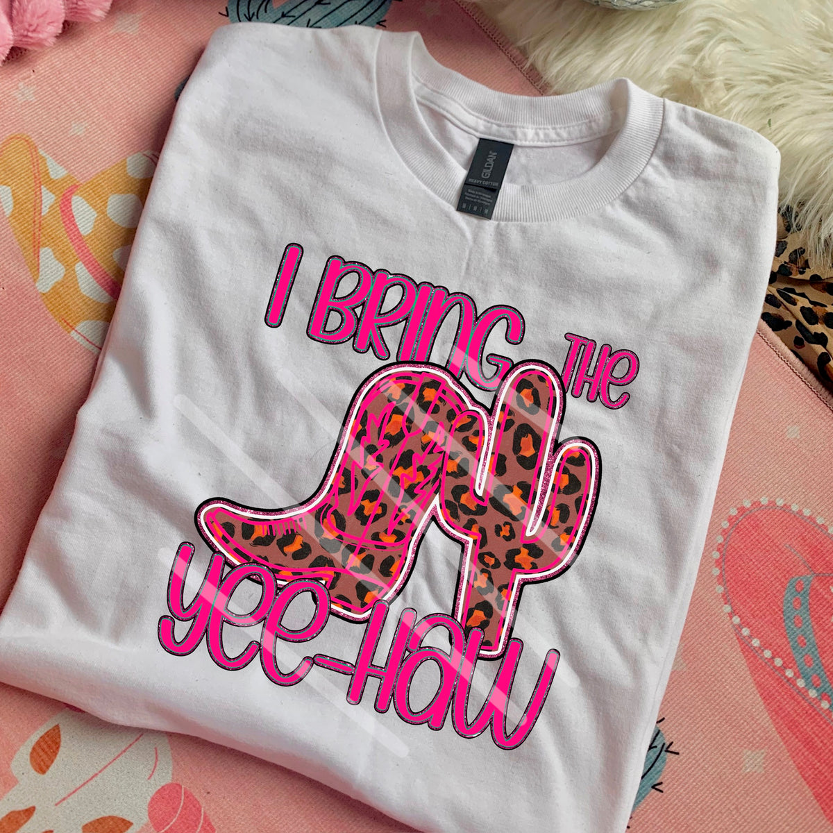 I bring the Yee Haw cheetah boot and cactux background 110575 DTF transfer
