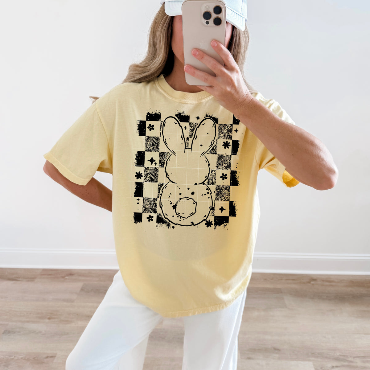 Distressed bunny back BLACK (CSC) DTF Transfer