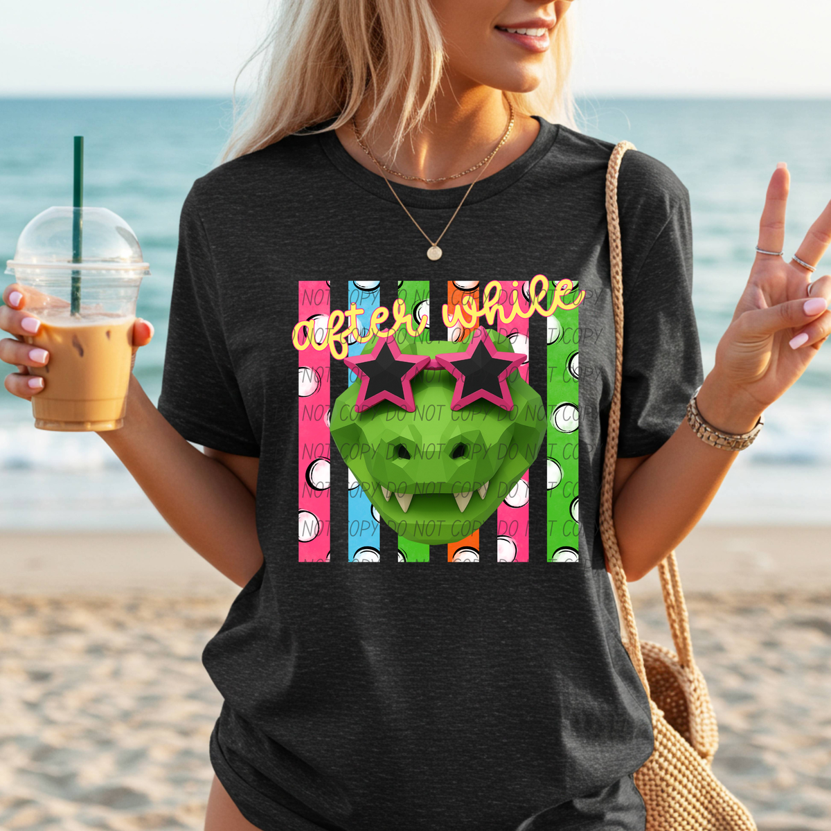 After while crocodile star sunglasses (City) DTF transfer