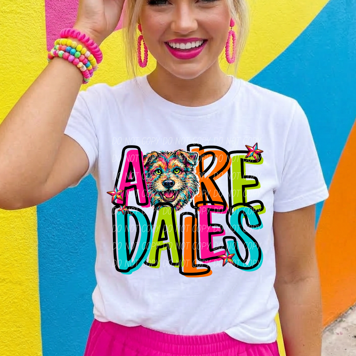 airedales rainbow stacked with head (city) DTF Transfer