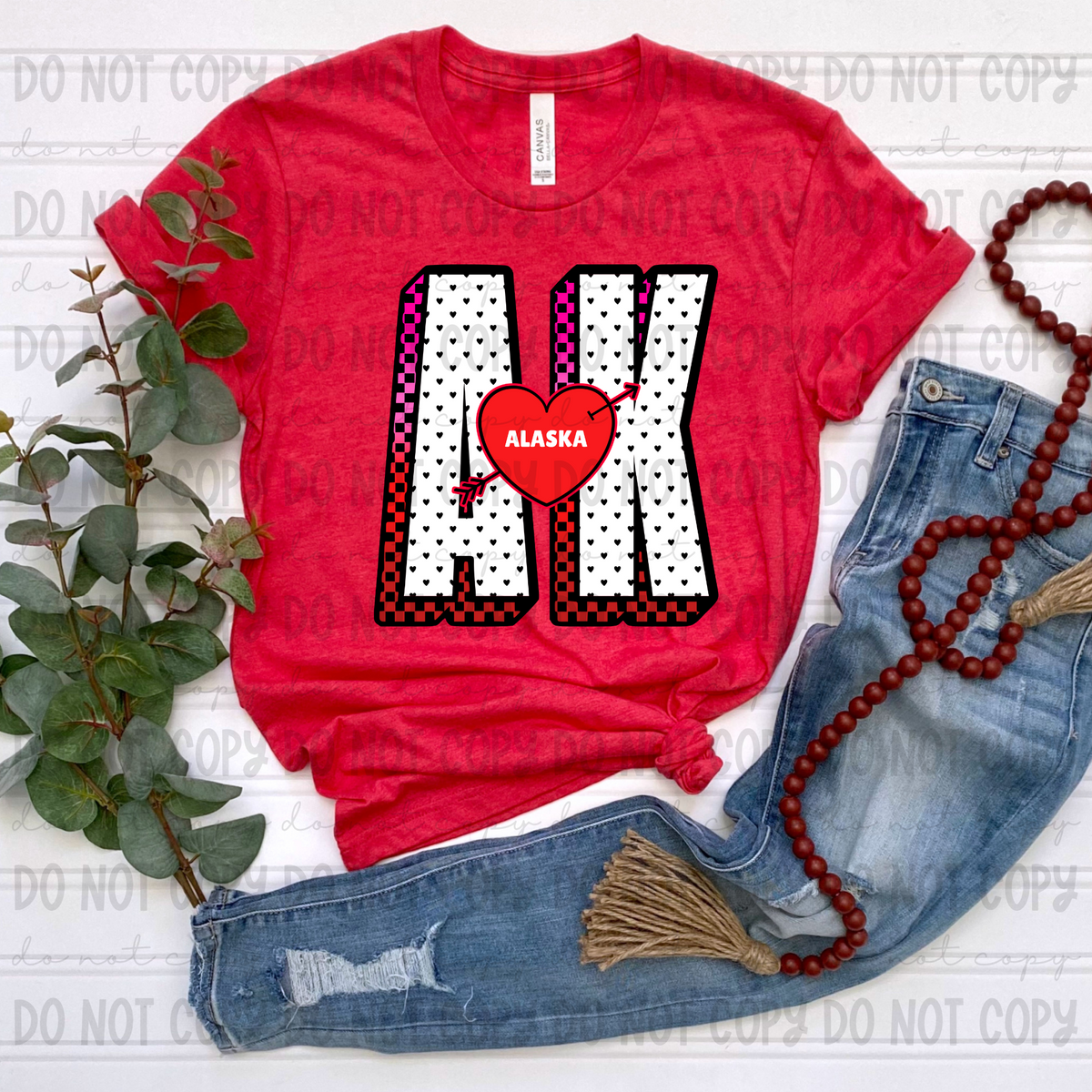 Alaska AK red (Revel) DTF transfer