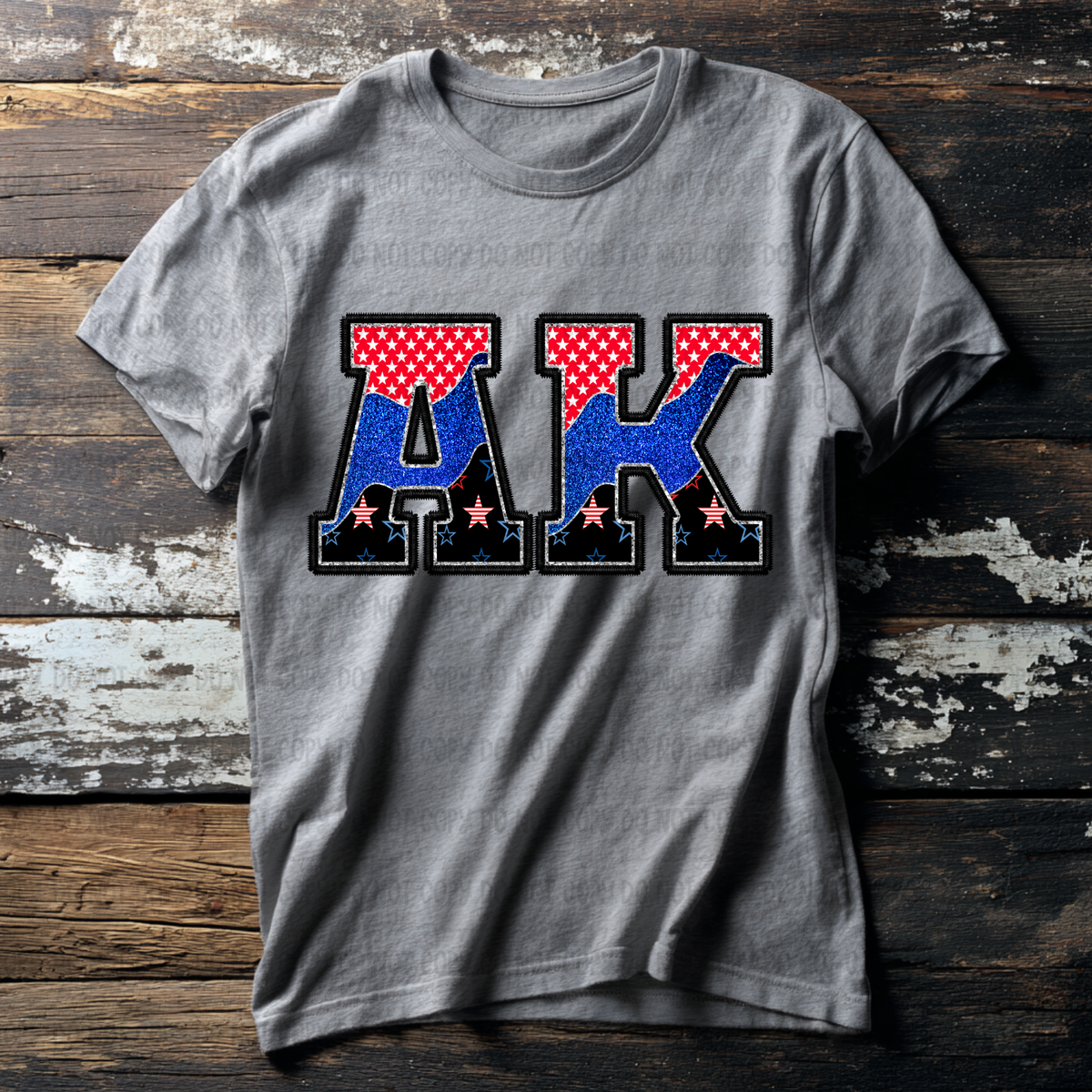 AK (red blue and black filled) (Revel) DTF Transfer