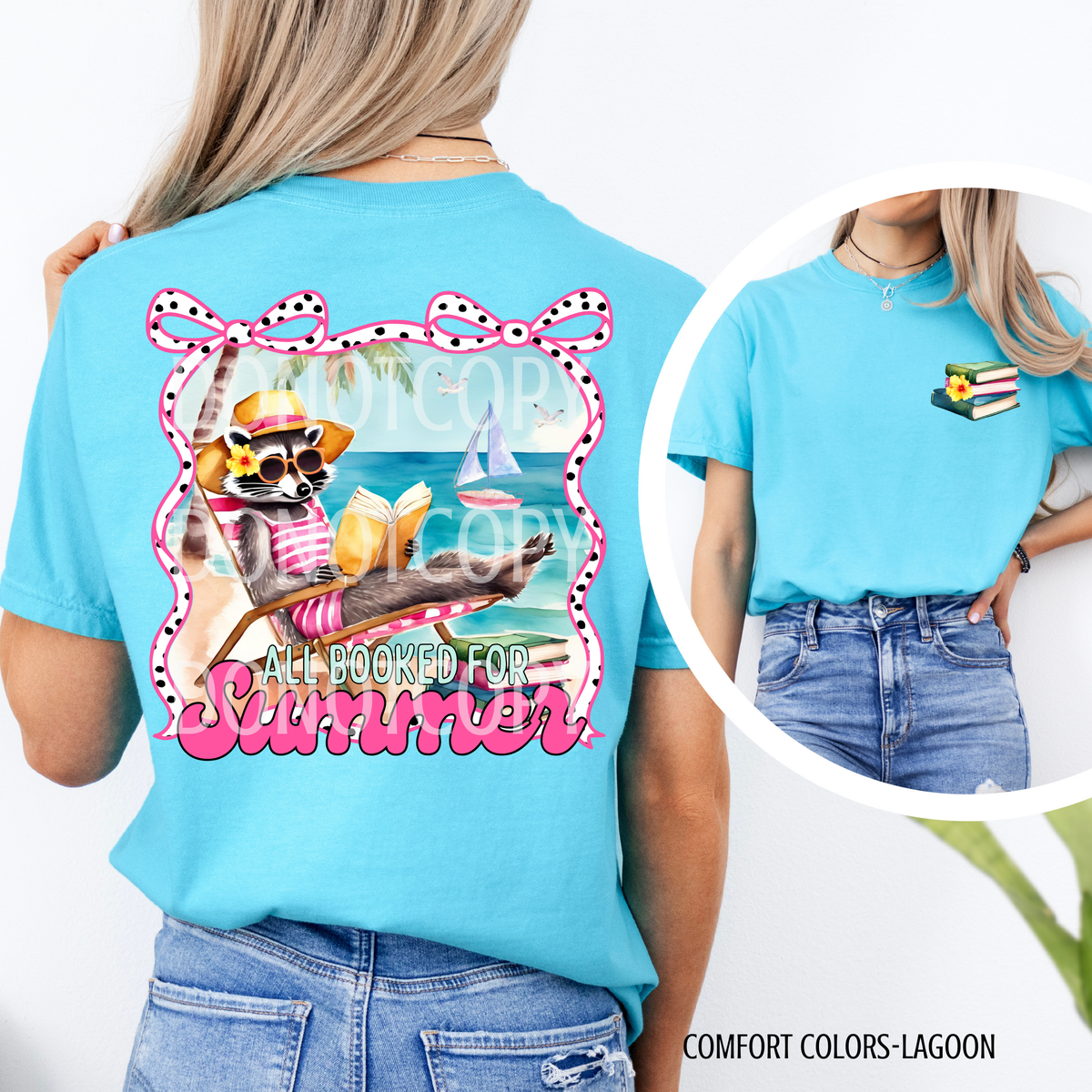 All booked for the summer racoon at the beach BACK (CSG) 105044 DTF transfer