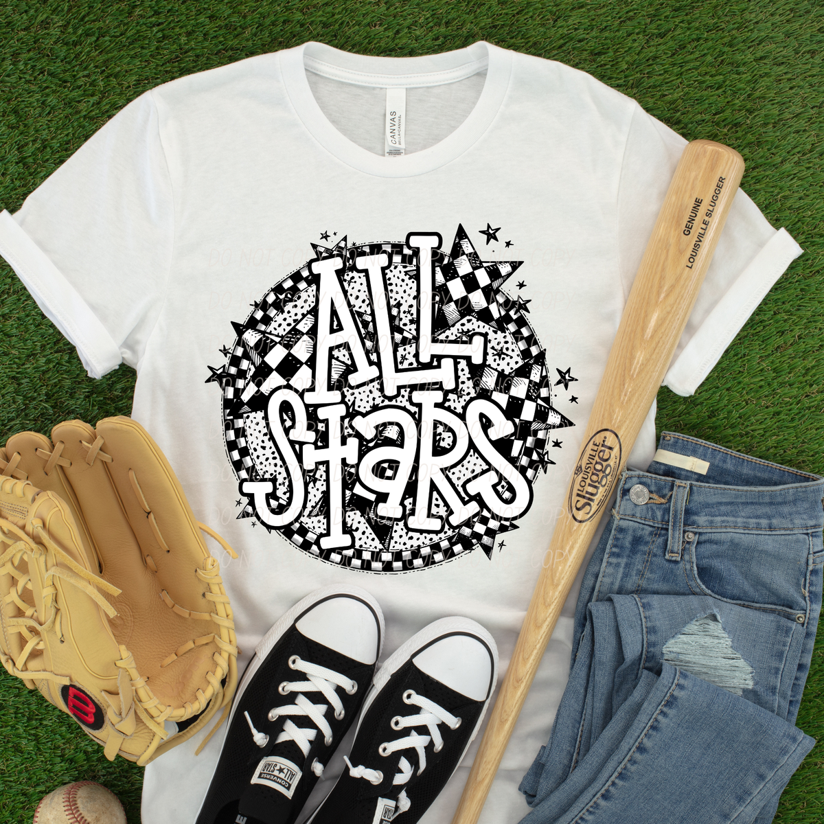 all stars black and white checkered stars (City) DTF Transfer