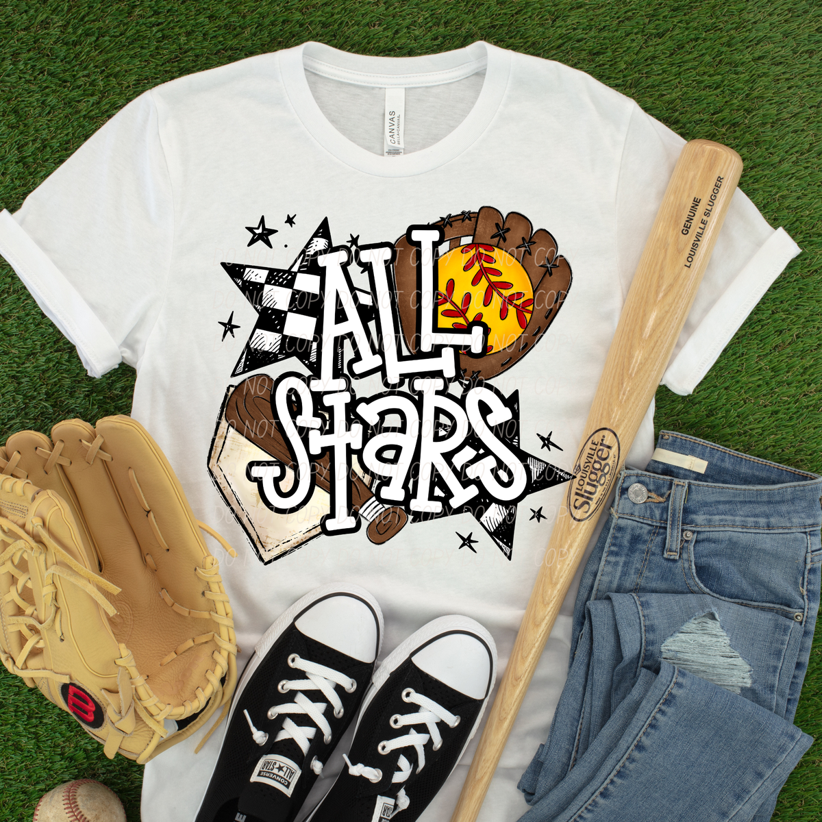 all stars softball checkered stars (City) DTF Transfer