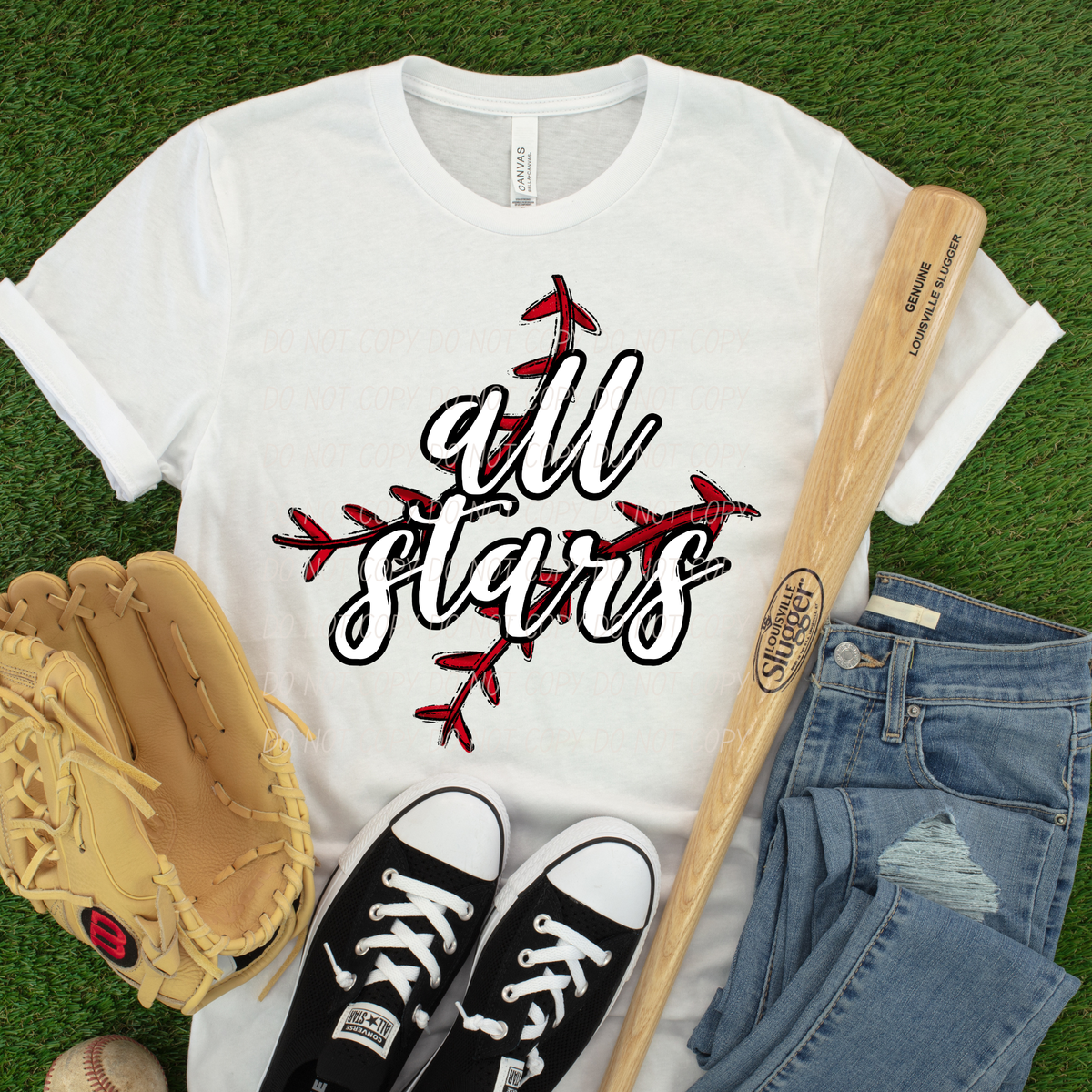 all stars curved red stiches (City) DTF Transfer