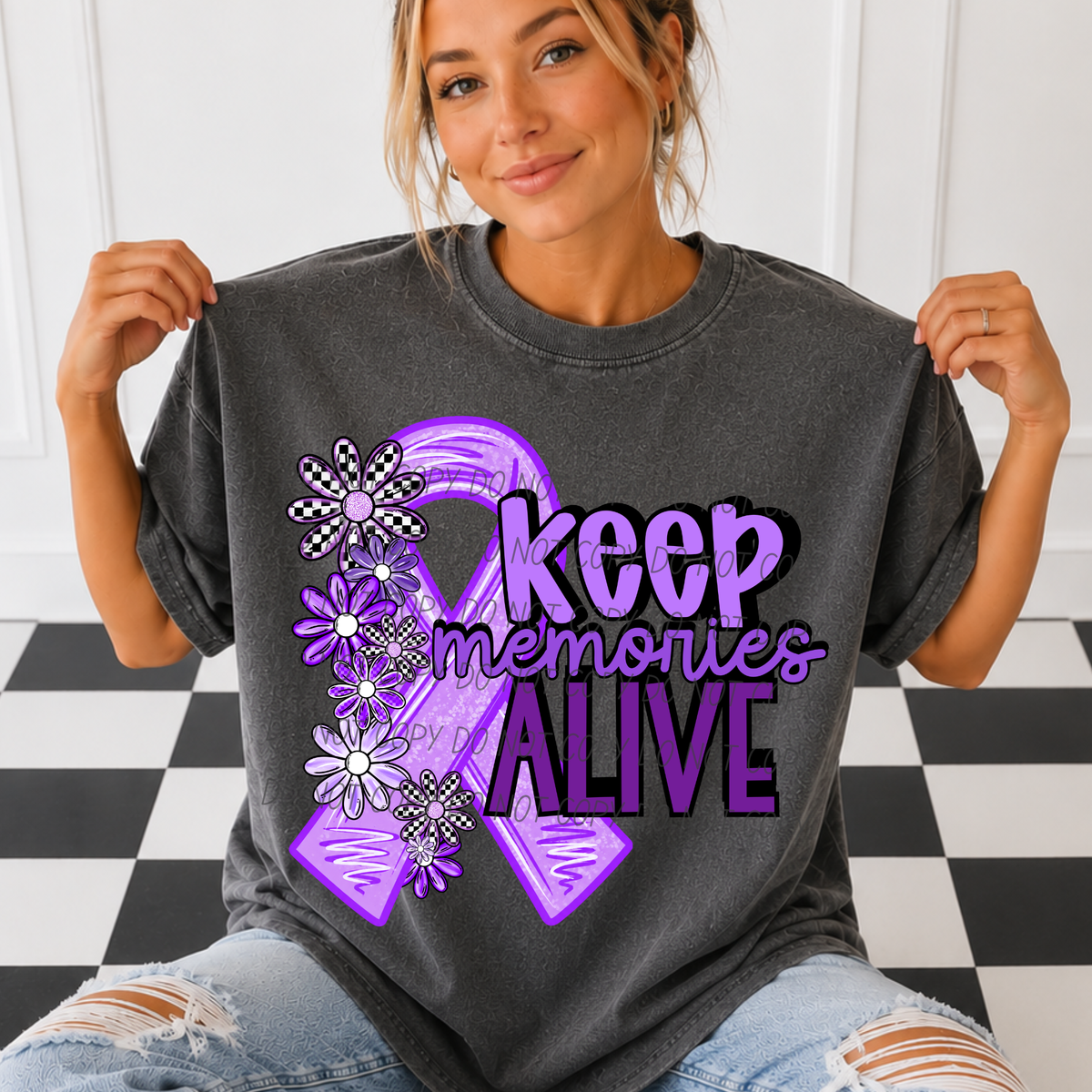 Keep memories alive flower ribbon (CITY) DTF Transfer