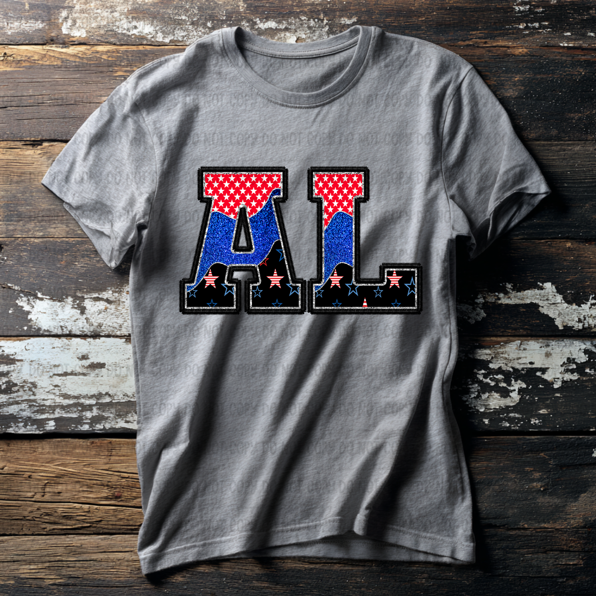 AL (red blue and black filled) (Revel) DTF Transfer