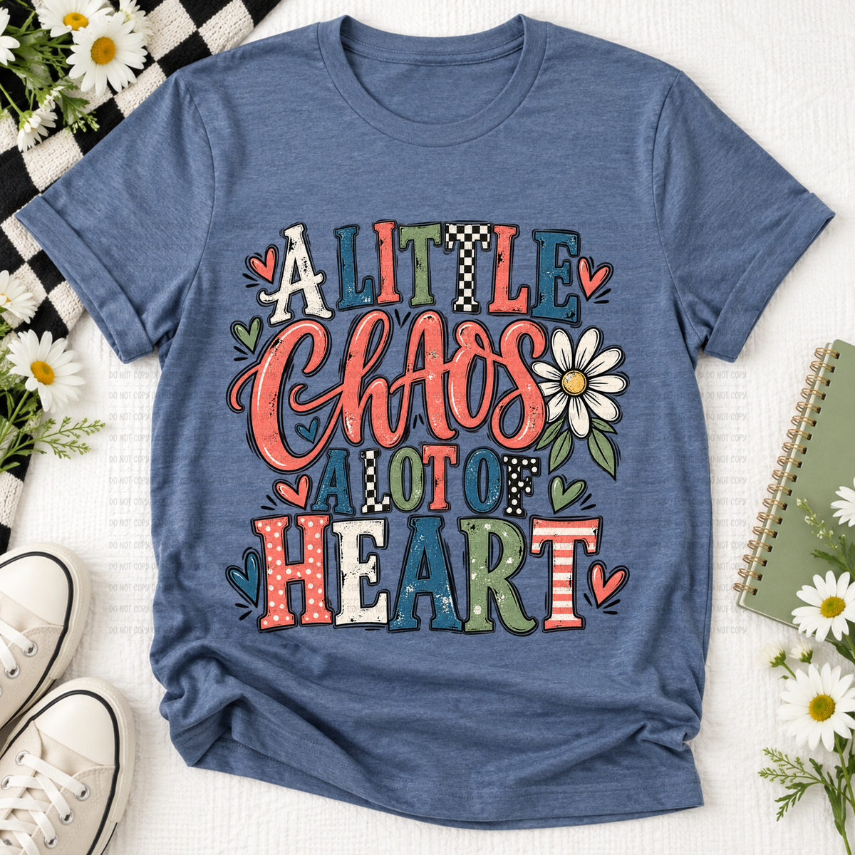 A little chaos a lot of heart daisy and hearts (Revel) DTF Transfer