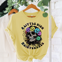 A Little High Maintenance Sunflowers Skull 74662 DTF Transfer