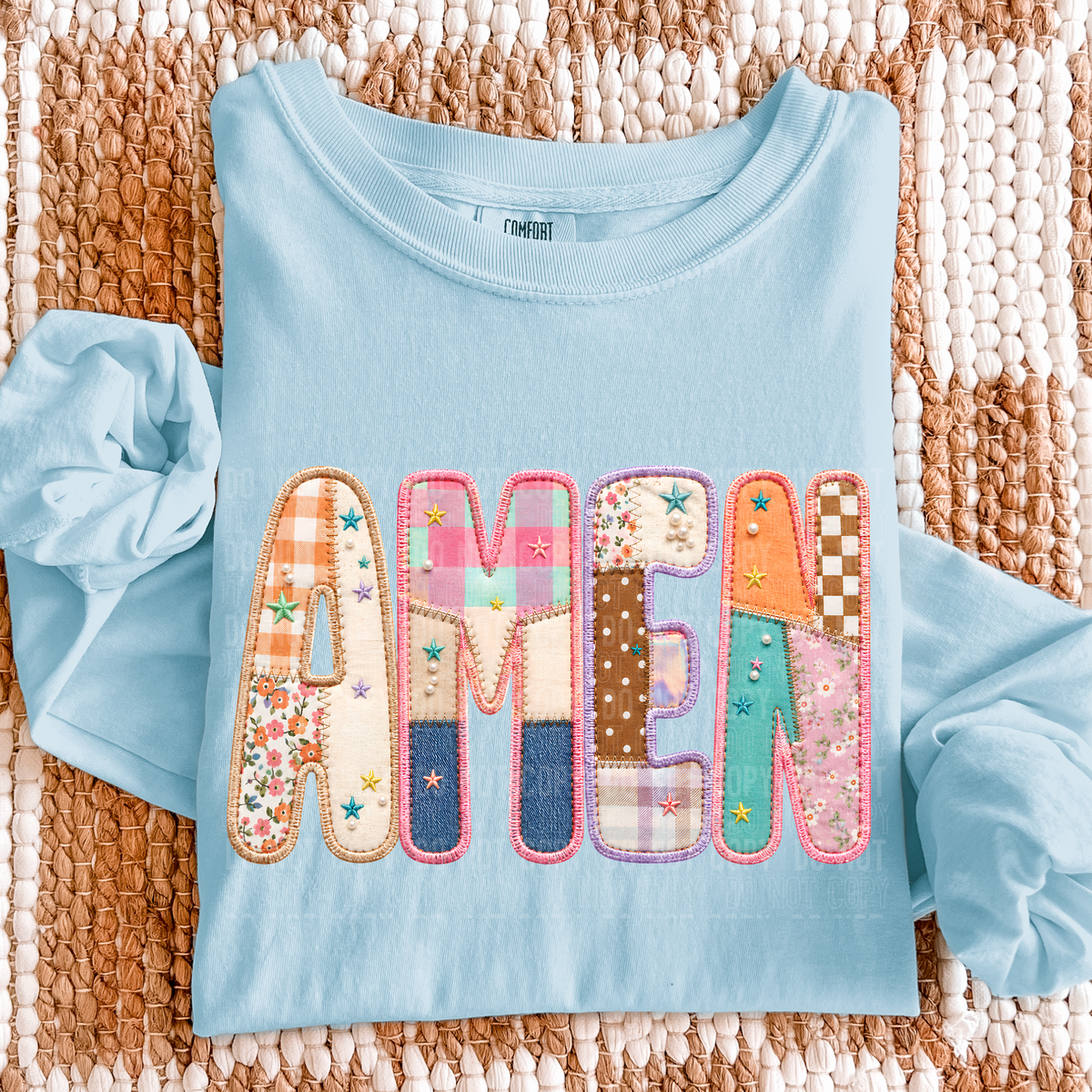Amen faux patchwork colorful (SBB) DTF Transfer