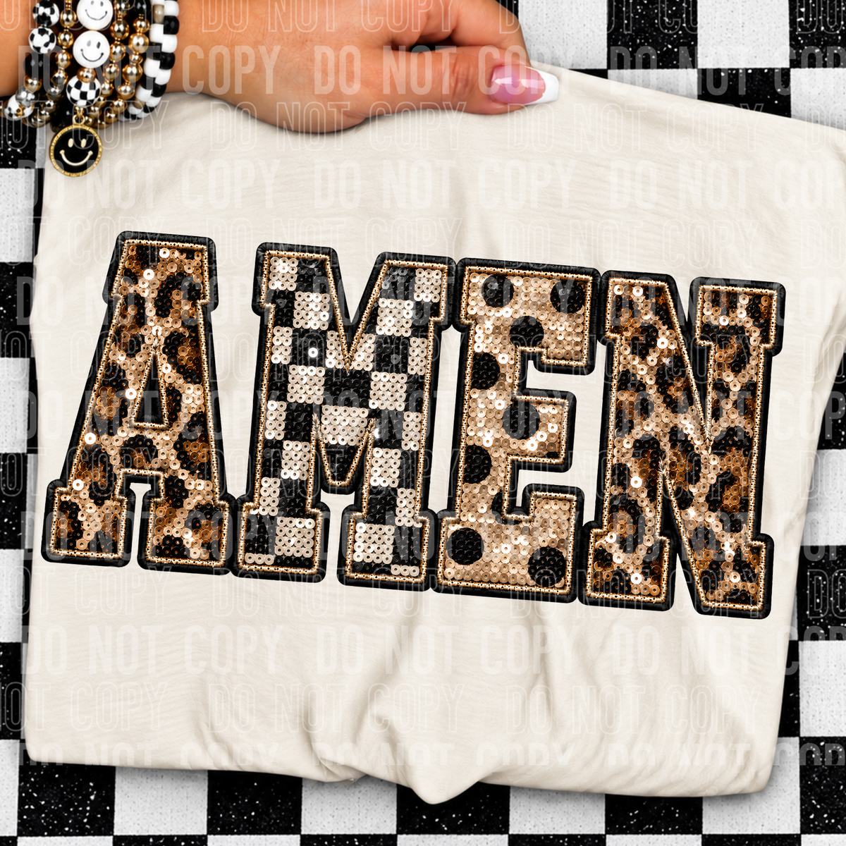 Amen sequin patterns (SBB) DTF Transfer