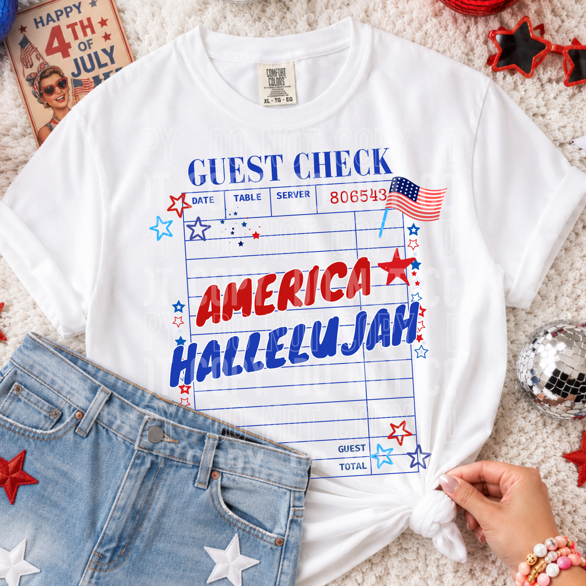 Guest check America hallelujah (SBB) DTF Transfer