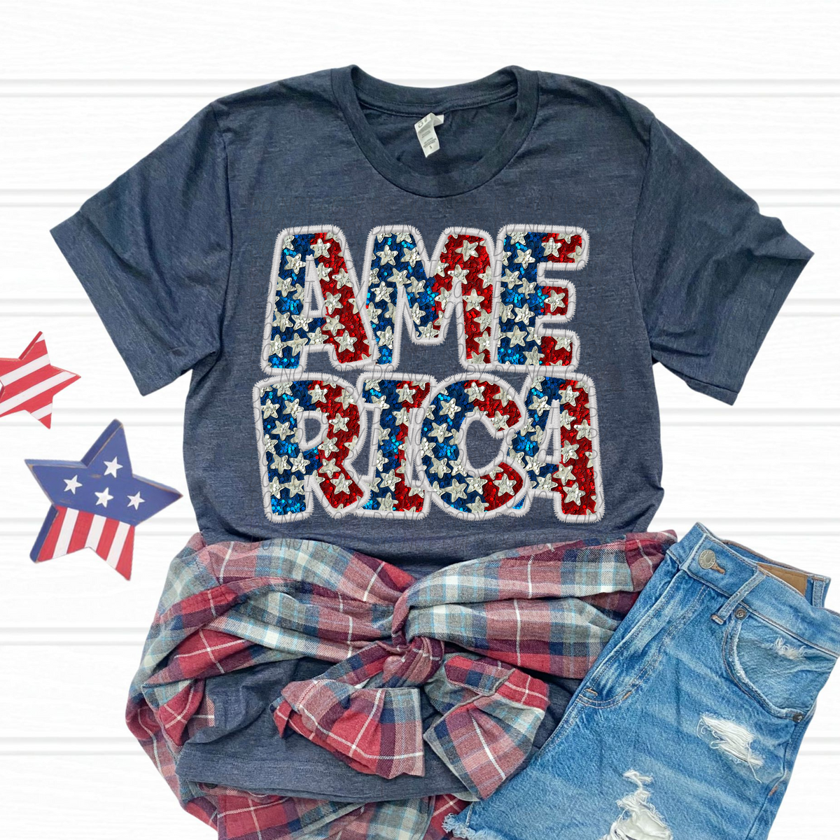 America Glitter Stars (CITY) DTF transfer