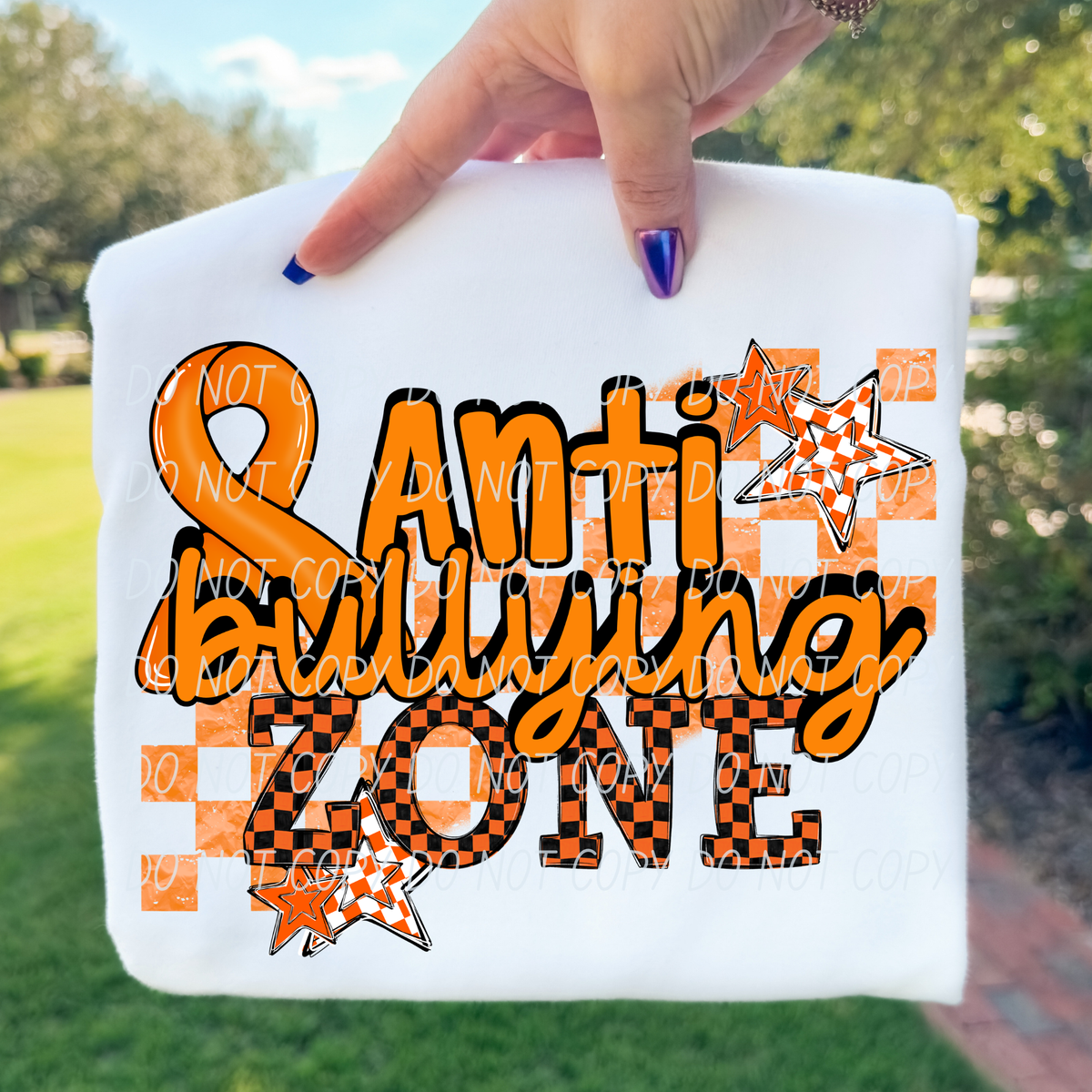 Anti bullying zone -checkered background (CITY) DTF Transfer