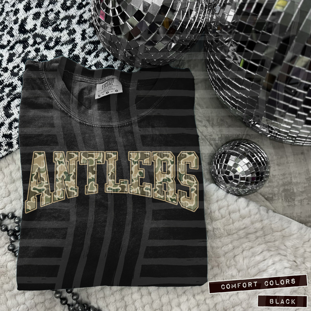 Antlers glitter camo arched (Caplinger) DTF transfer