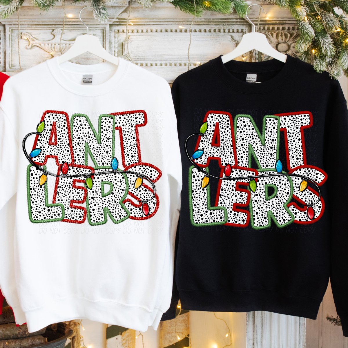 Antlers Christmas Light Mascots (City) DTF Transfer