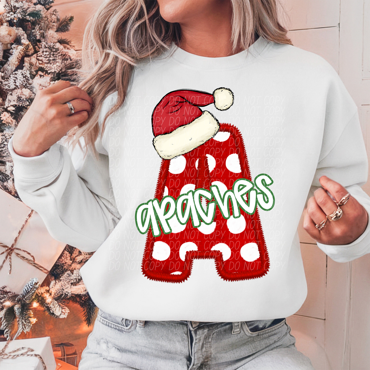 A Apaches Christmas Faux Embroidery (CITY) 66253 DTF transfer