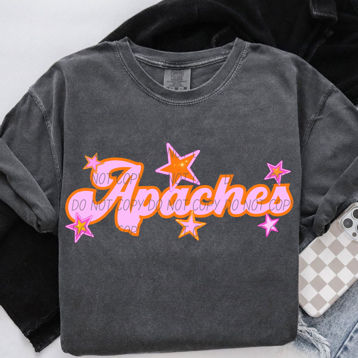 apaches pink orange stars (city) DTF transfer