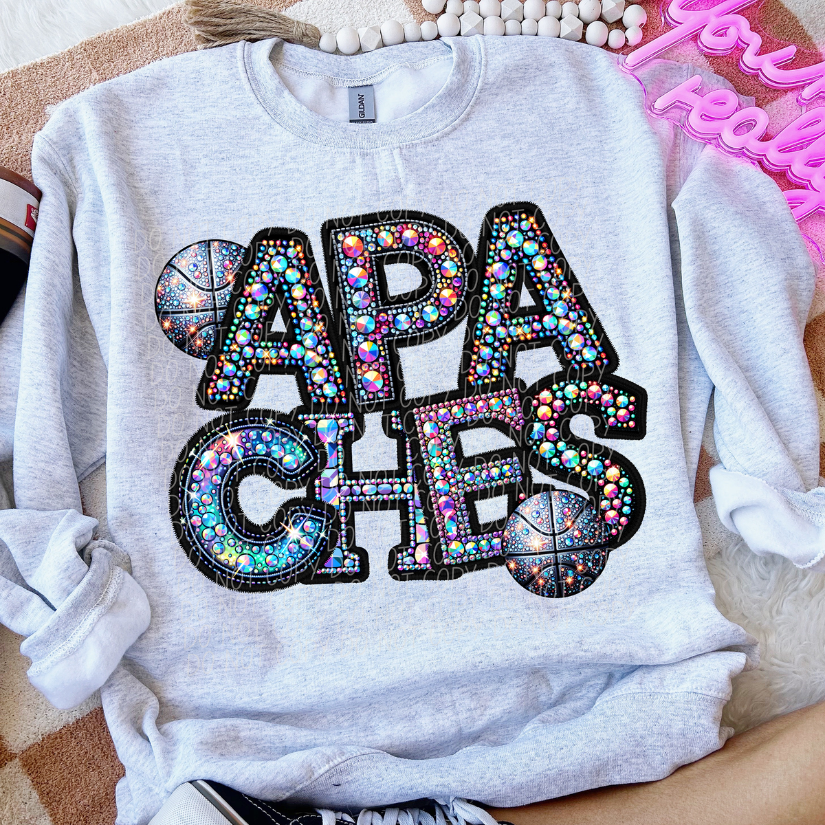 Apaches Basketball Rhinestone (CITY) 66608 DTF transfer