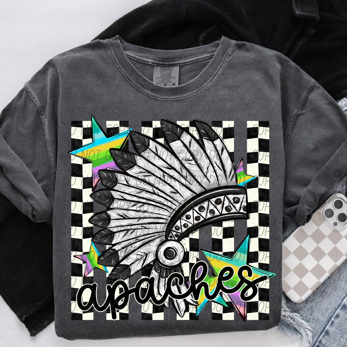 Apaches checker stripes (City) DTF Transfer
