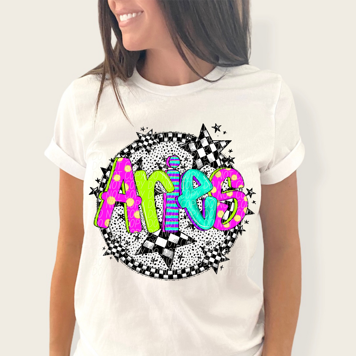 Aries neon CITY DTF transfers