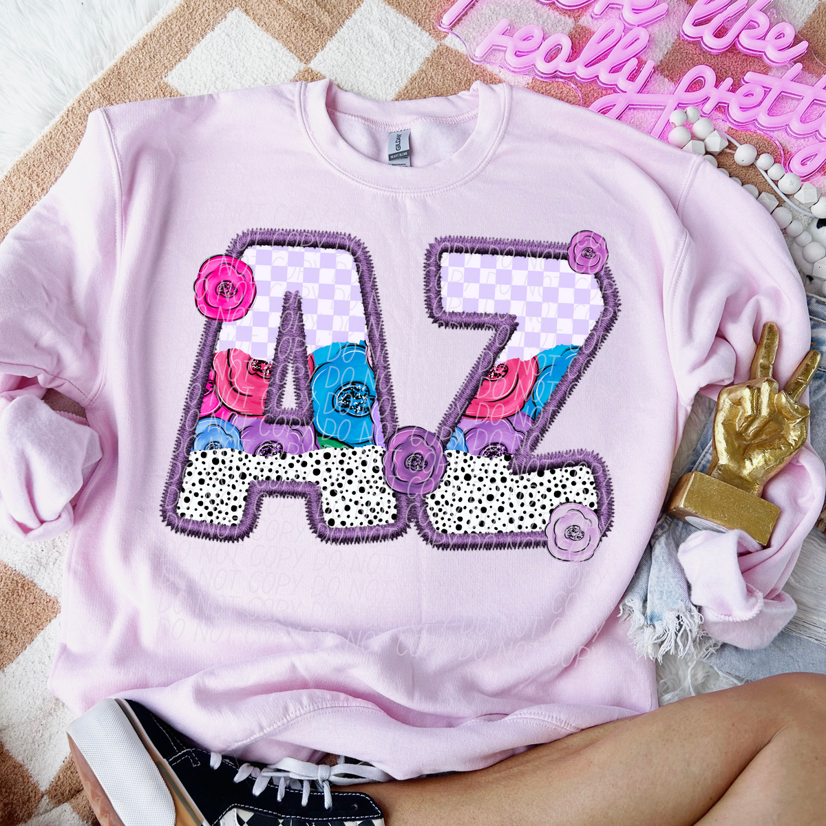 AZ purple floral (CITY) DTF transfer