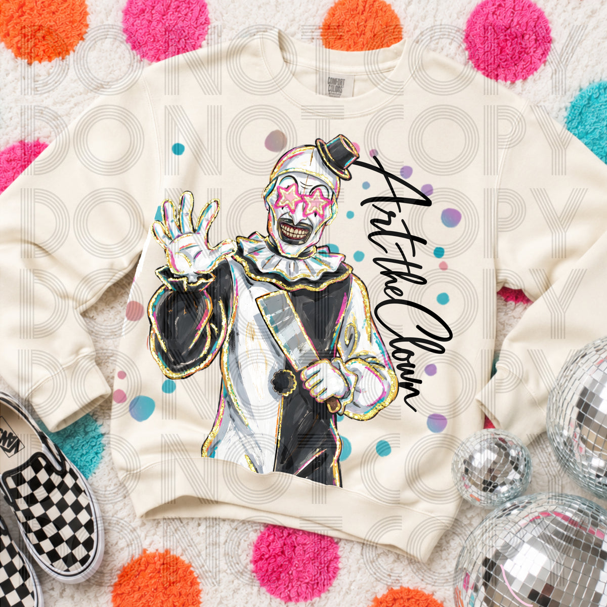 Art clown colorful splatter (Renewed) DTF Transfer