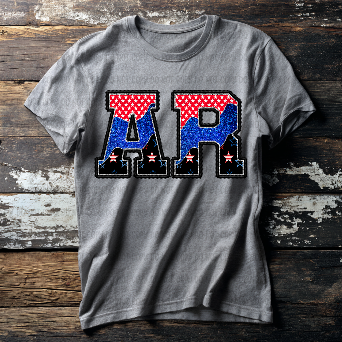 AR (red blue and black filled) (Revel) DTF Transfer