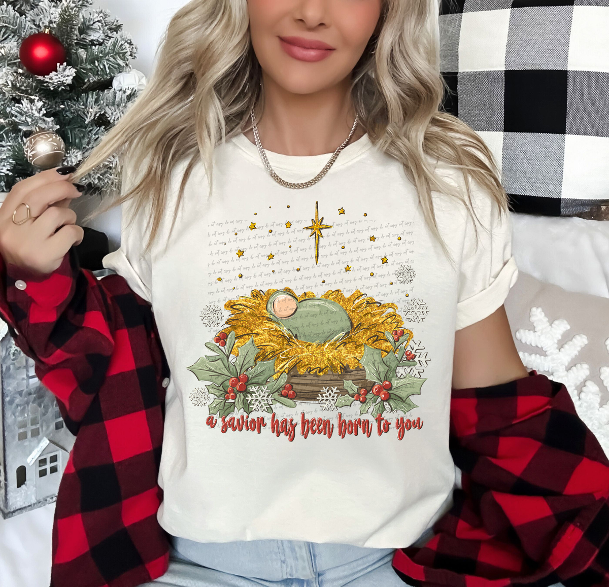 A Savior Has Been Born To You Manger 54186 DTF transfer