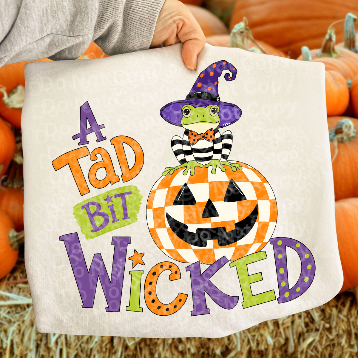 A tad bit wicked checkered pumpkin (Irene)DTF Transfer