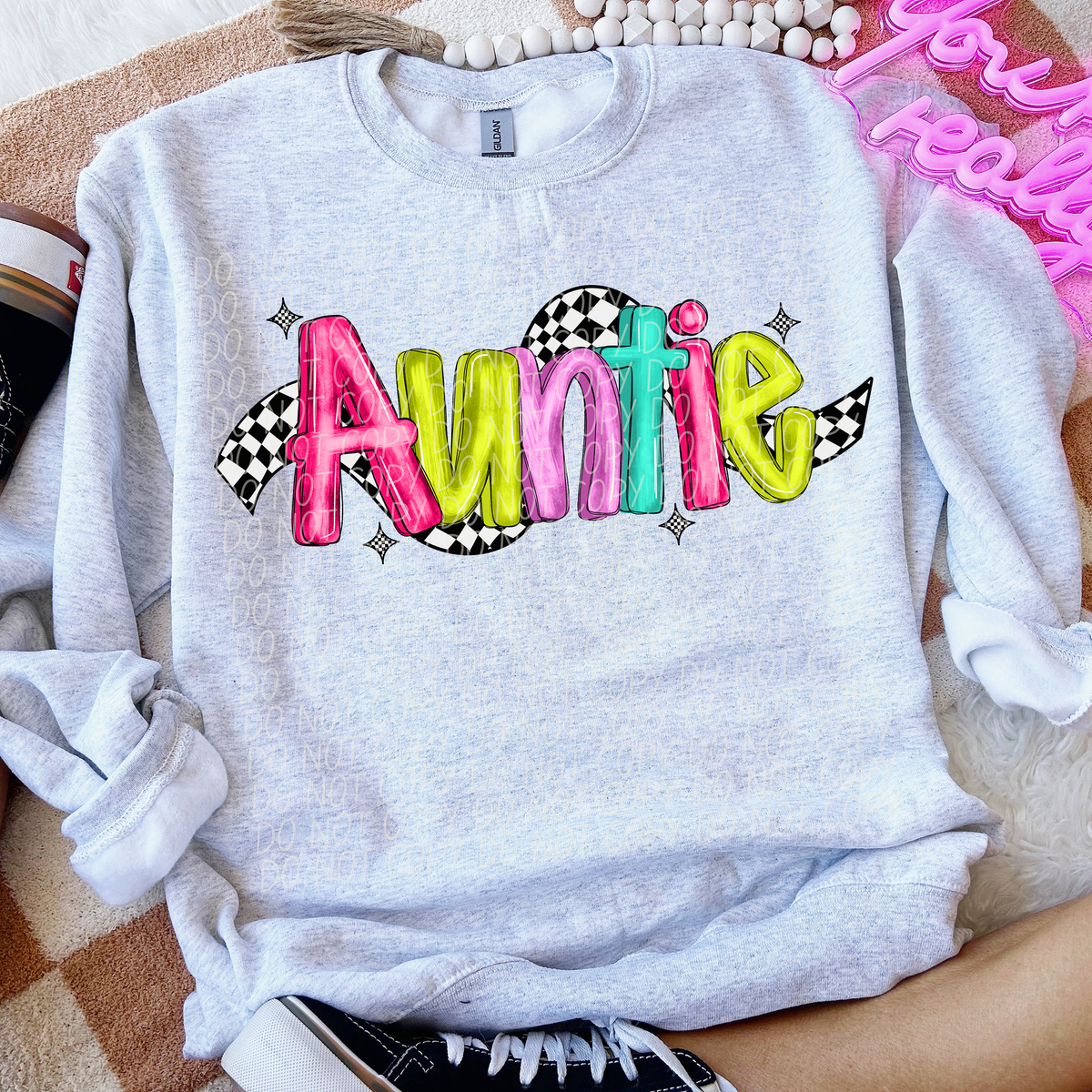 Auntie Colorful Checker (CITY) 74014 DTF Transfer