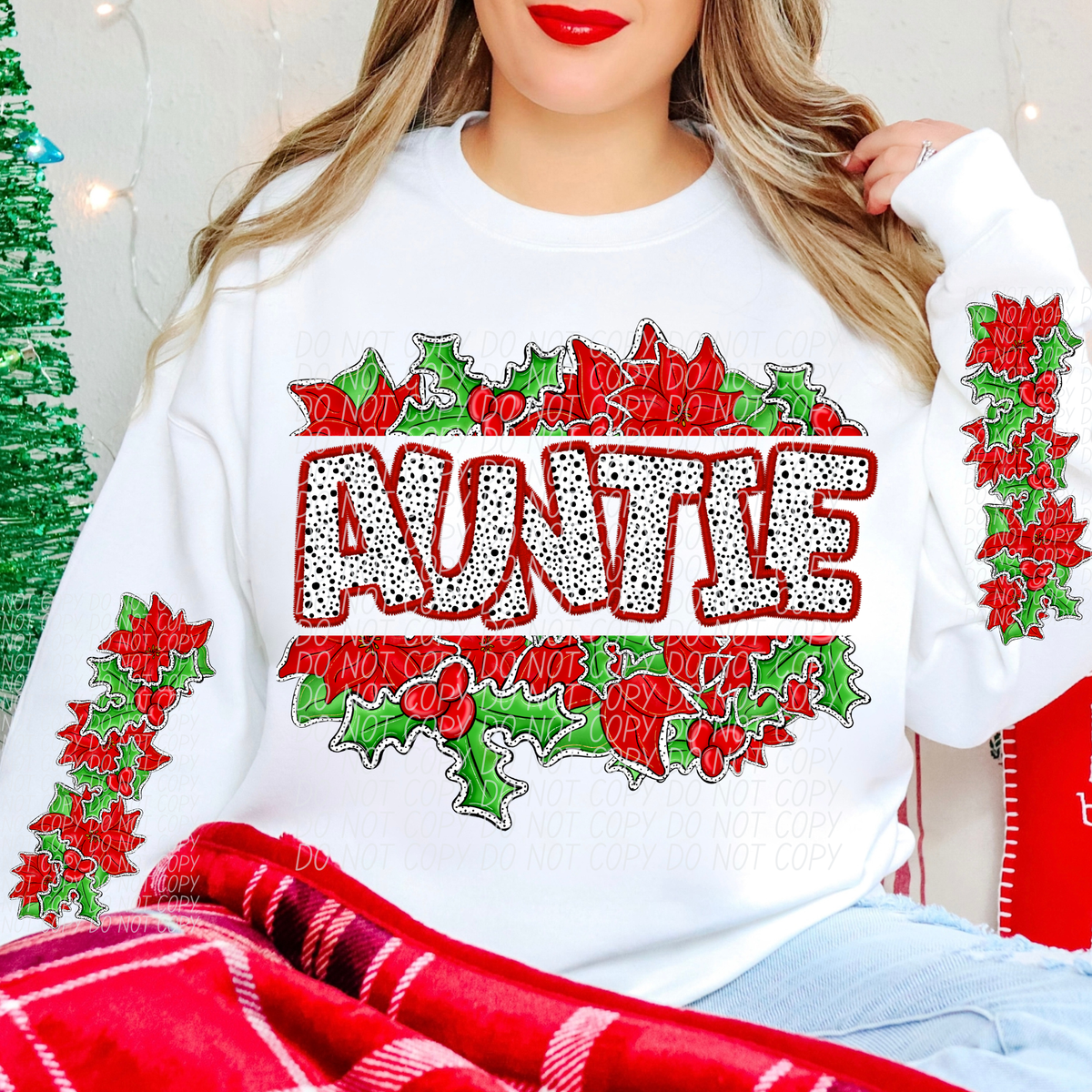 Auntie Split Holly Name FRONT (City) DTF transfer