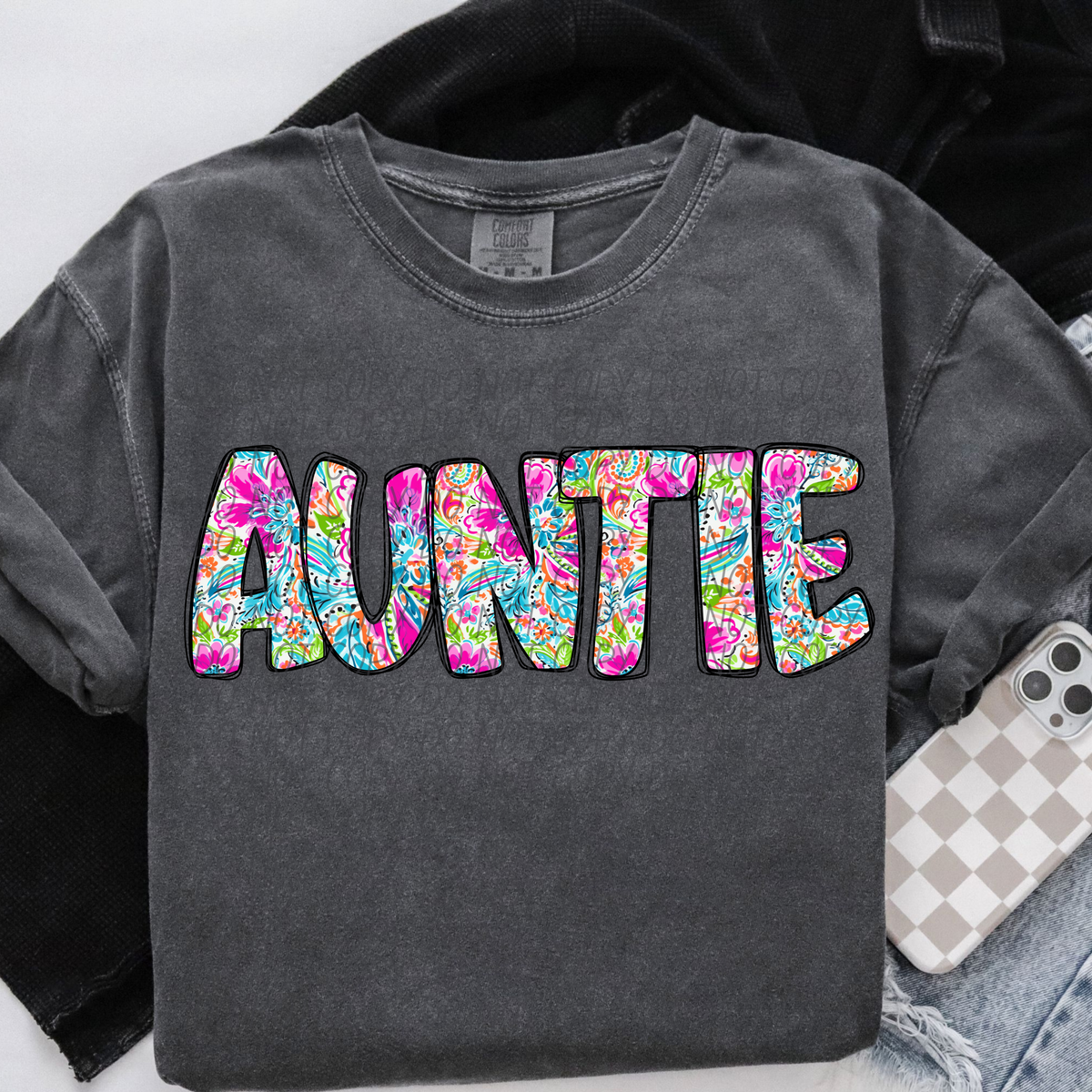 Auntie Paisley Font (CITY) DTF transfer