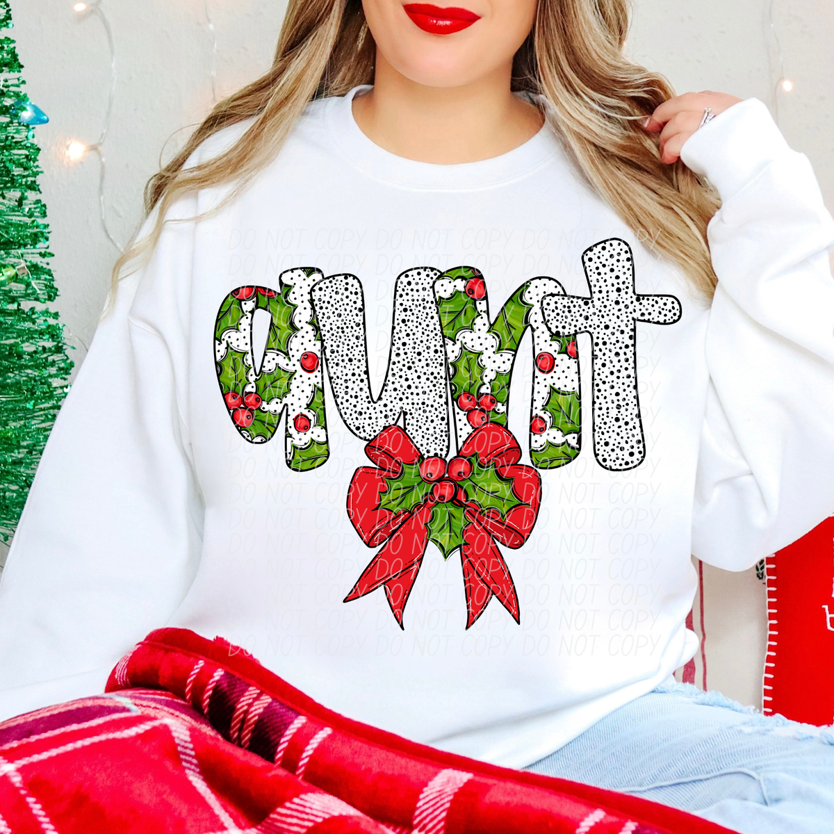 Aunt Holly Leaves with bow (City) DTF transfer