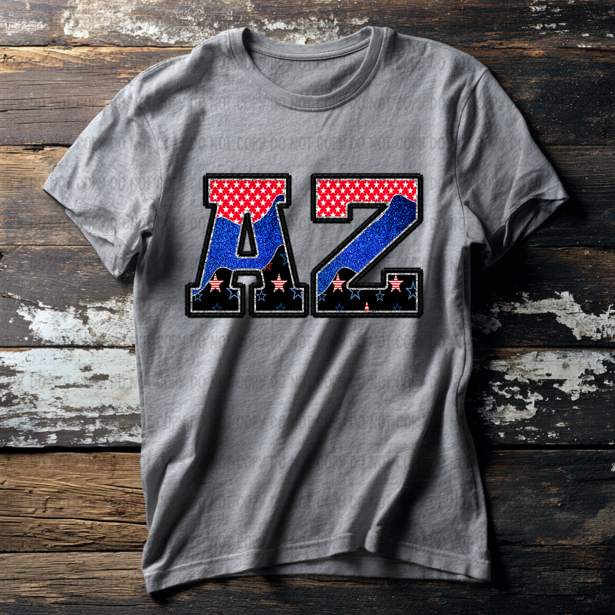 AZ (red blue and black filled) (Revel) DTF Transfer
