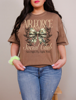 Air Force Mom Social Club Aim High. Fly. Fight. Win. Camouflage Bow 59628 DTF Transfer