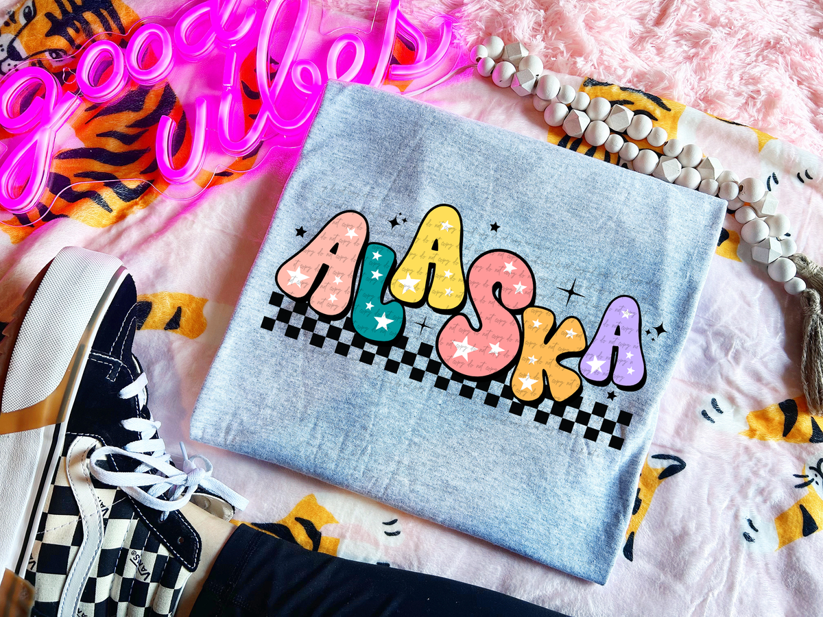 Alaska Colorful Groovy Font 89141 DTF Transfer