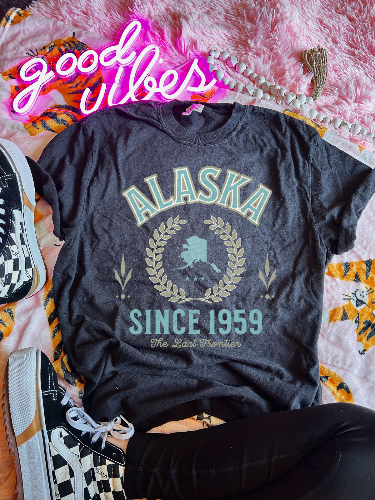 Alaska Since 1959 The Last Frontier Blue Font 111491 DTF transfer