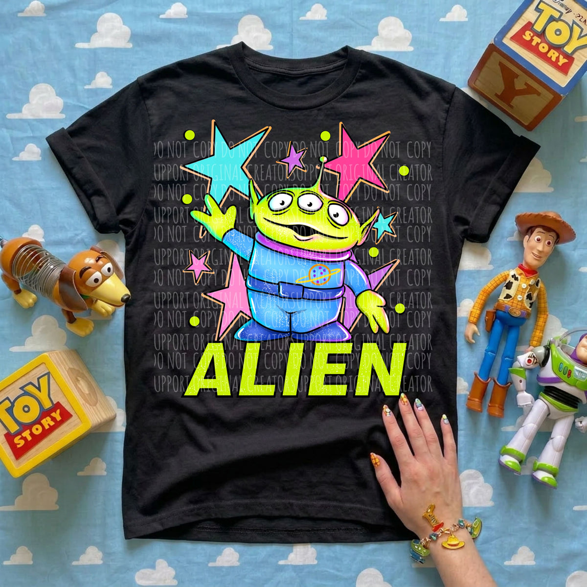 Alien with stars (Starlight) DTF Transfer