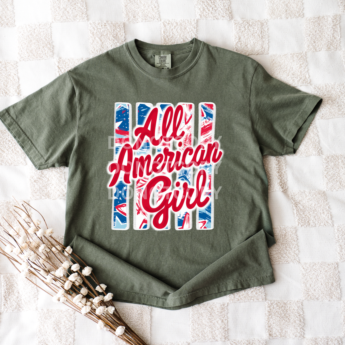 All American girl floral strips (CSG) DTF Transfer