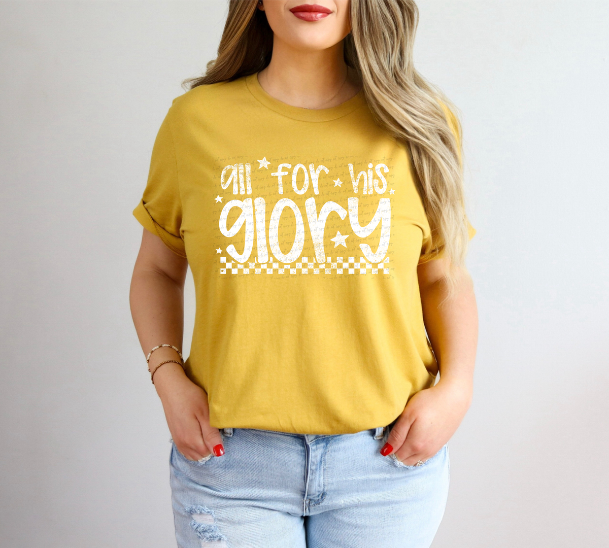 All For His Glory White Grunge 86478 DTF Transfer