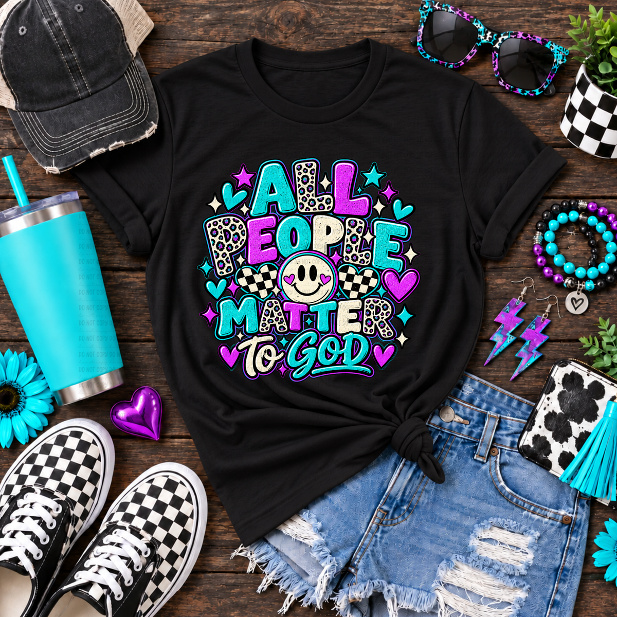 All people matter to God purple and teal leopard (Revel) DTF Transfer