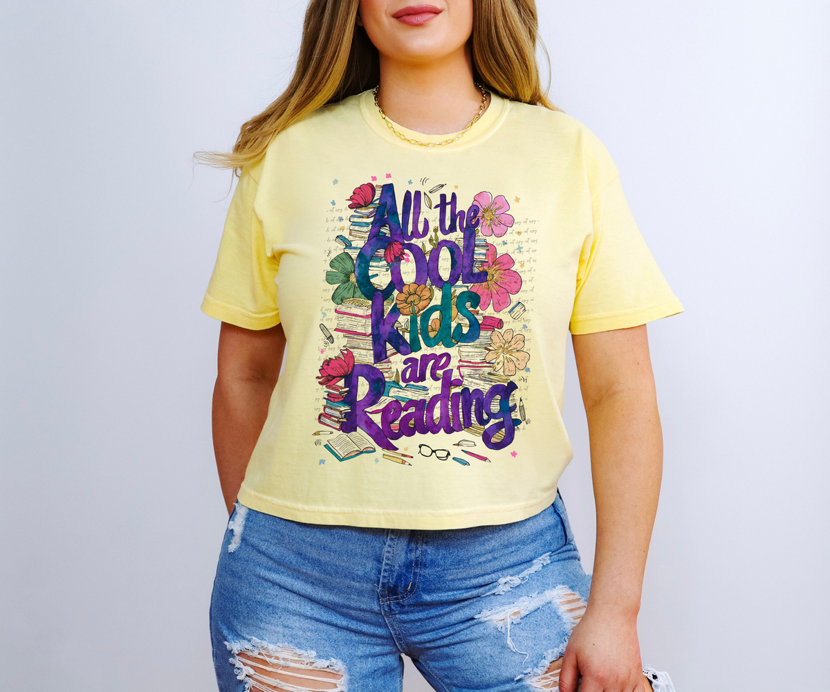 All The Cool Kids Are Reading Books Floral - Teacher 81393 DTF Transfer