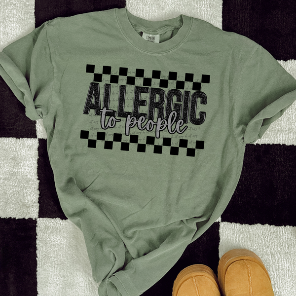 Allergic To People Embroidered Checkered 46292 DTF transfer