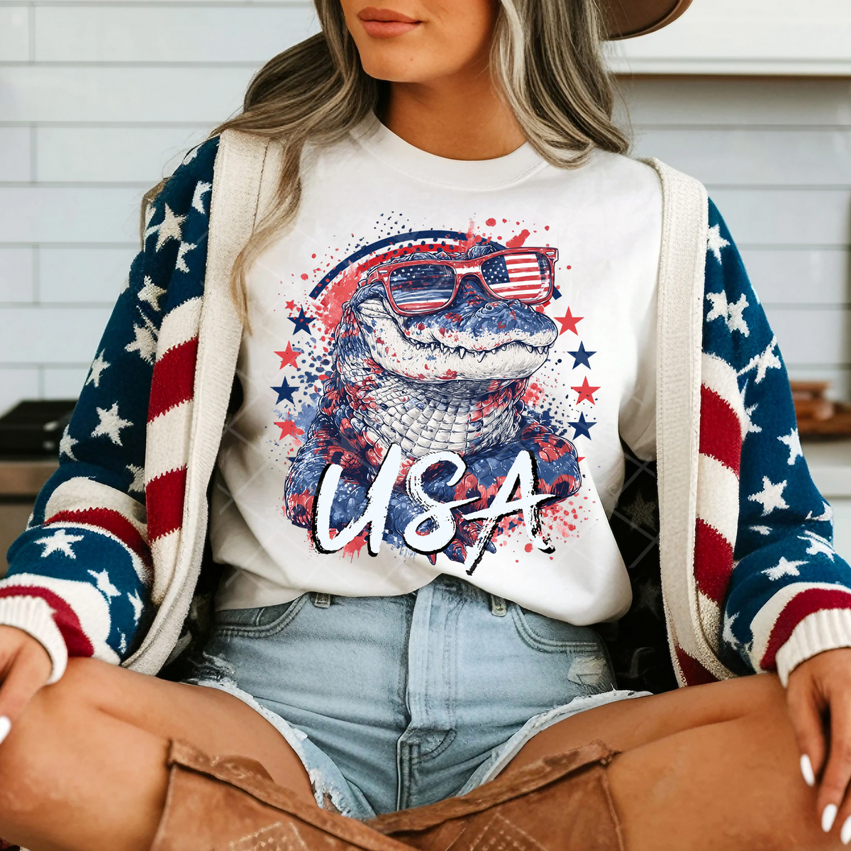 Alligator patriotic circle (TTD) DTF Transfer