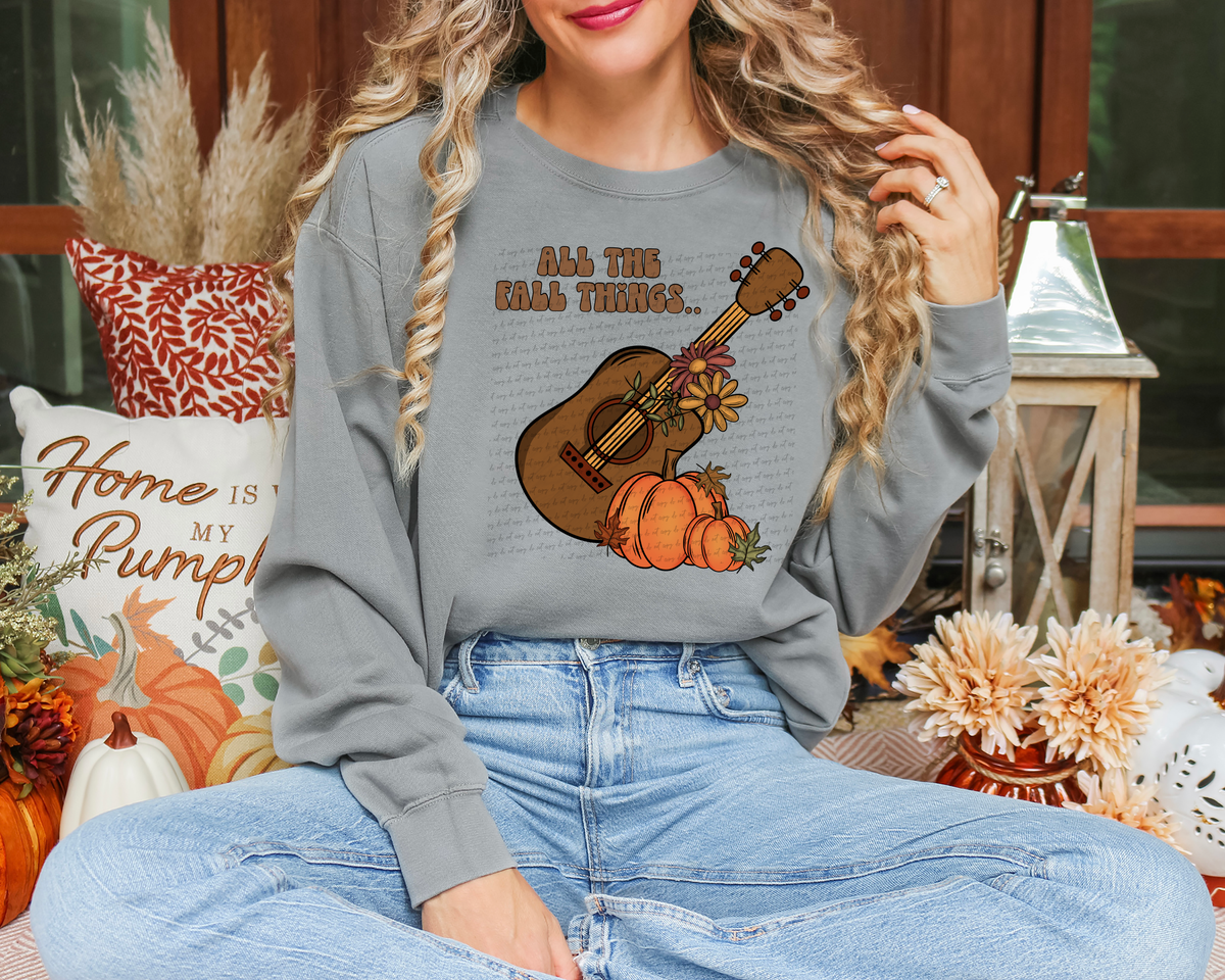 All the Fall Things Ukelele Pumpkins 51390 DTF transfer