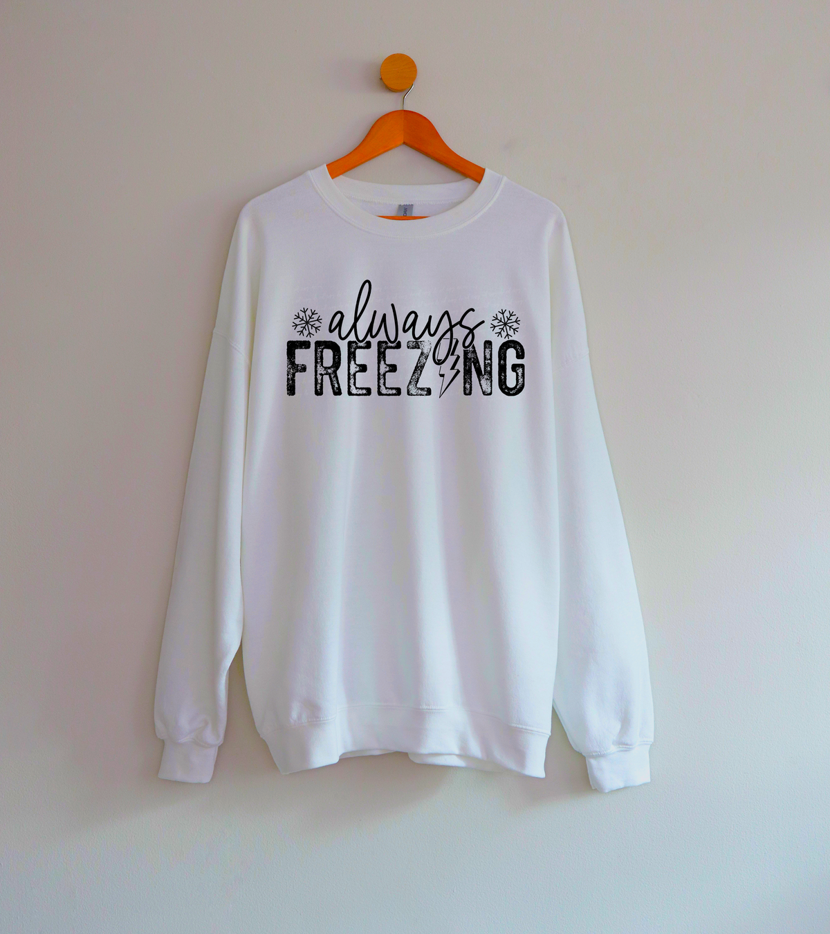 Always Freezing Lightning Bolt Snowflakes Black Font 114903 DTF transfer