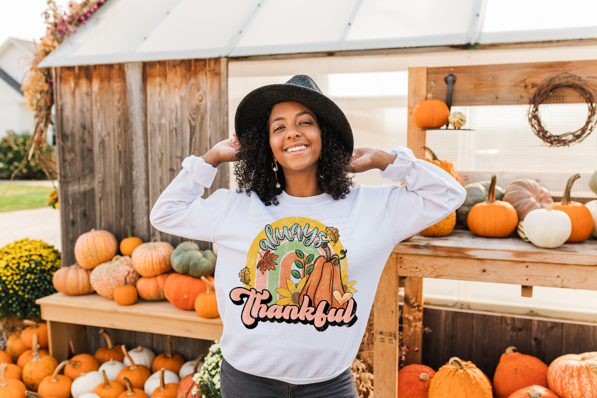 Always Thankful Retro Rainbow Pumpkin 114756 DTF transfer